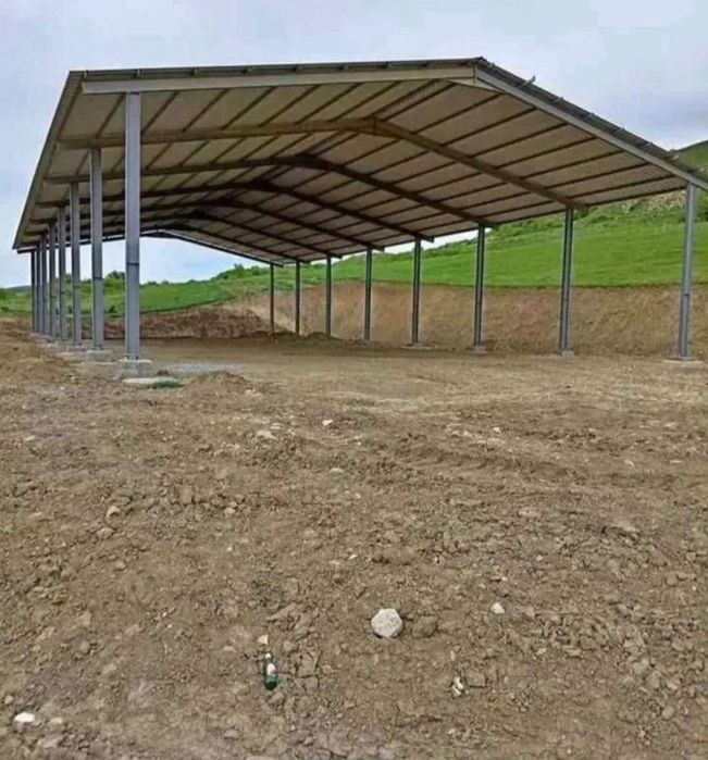 Structură metalică solidă pentru un șopron de grădină sau depozitare,