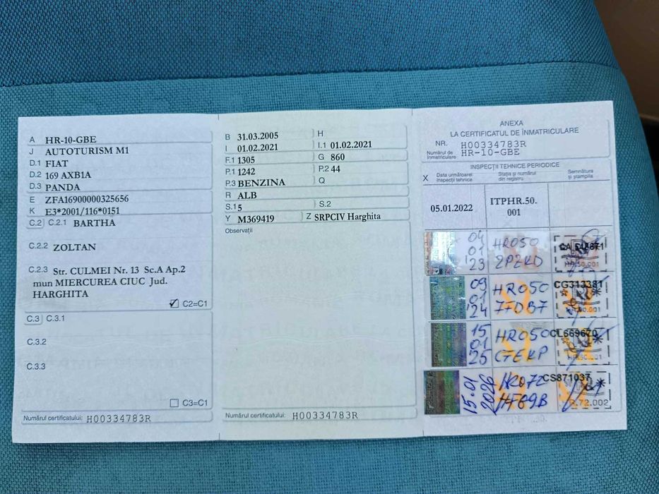 FIAT PANDA, 1242 cm3, 2005, benzină