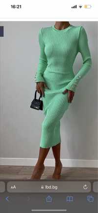 Зелена рипсена рокля