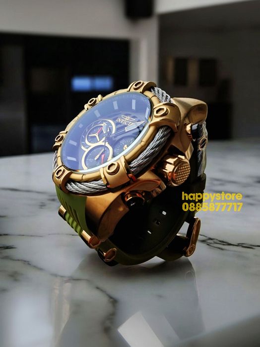 INVICTA Bolt Vestige Green/Gold 52 mm, Инвикта нов ръчен часовник