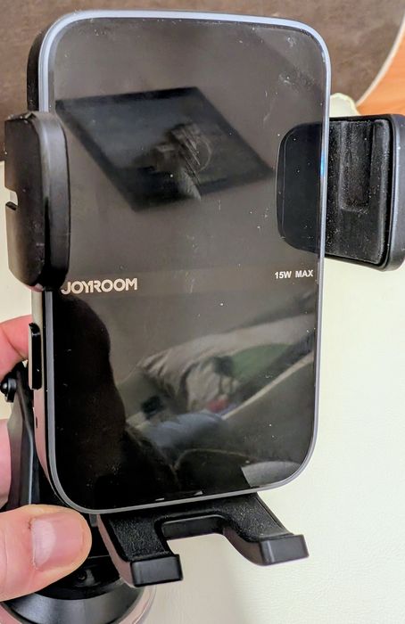 Încărcător auto Joyroom cu suport 15W QC3.0 dual coil negru (JR-ZS246)