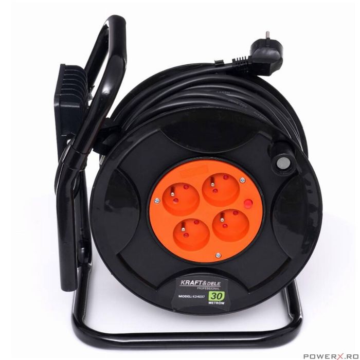 Rola de curent 30 m, cu lampa cu Led atasata, prelungitor cu tambur,