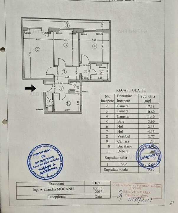 Apartament 3 cam Brancoveanu - Huedin - Centrala proprie