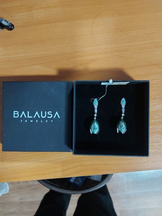 Серьги "Балауса" 295 проба, эмаль Италия