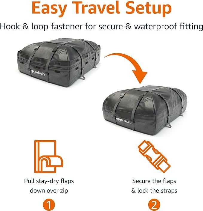 Amazon Basics Waterproof Rooftop Cargo Carrier Bag,15 Cubic