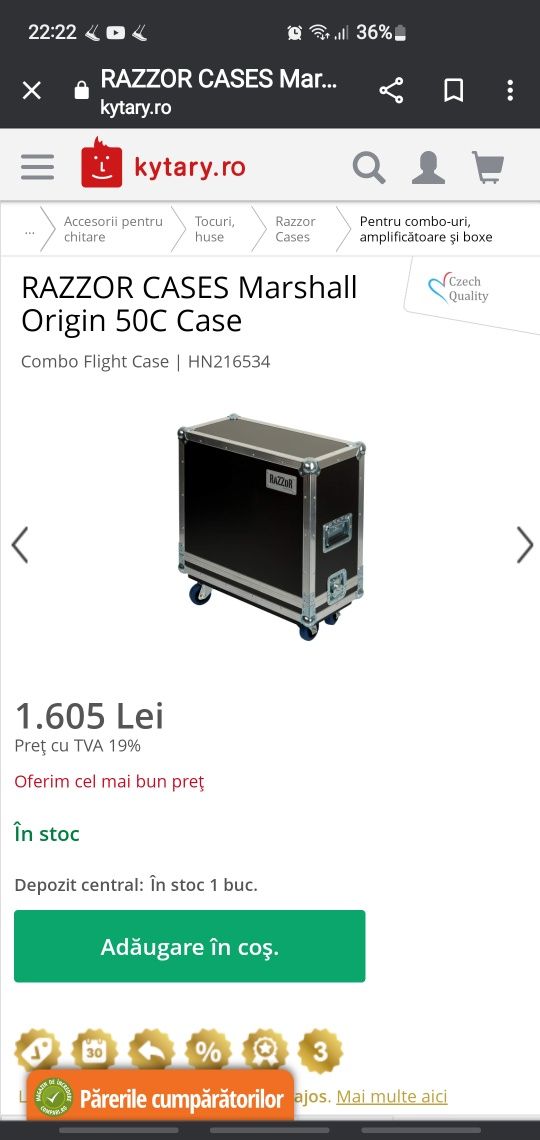 Amplificator chitară full lampă-Marshall  Origin 50C + case IMPECABIL