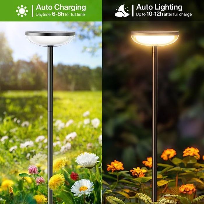 Set 4 lumini solare pentru grădină, exterior, cu baterie de 1000mAh