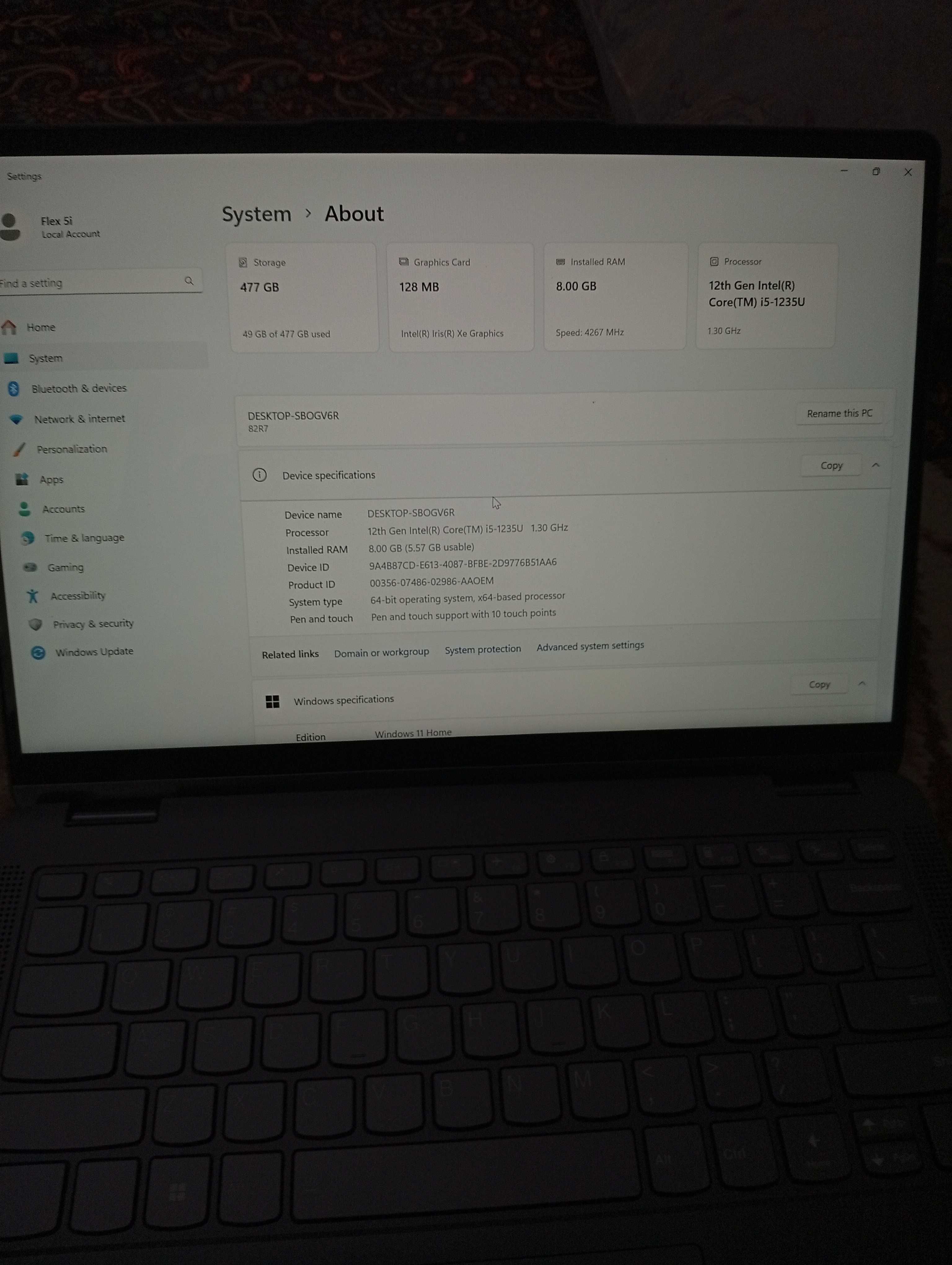 Lenovo flex core i5
