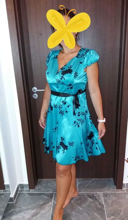 Rochie/rochita satin cu flori
