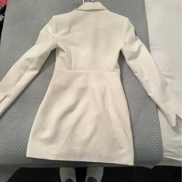Zara rochie mini taxedo alb sacou Small