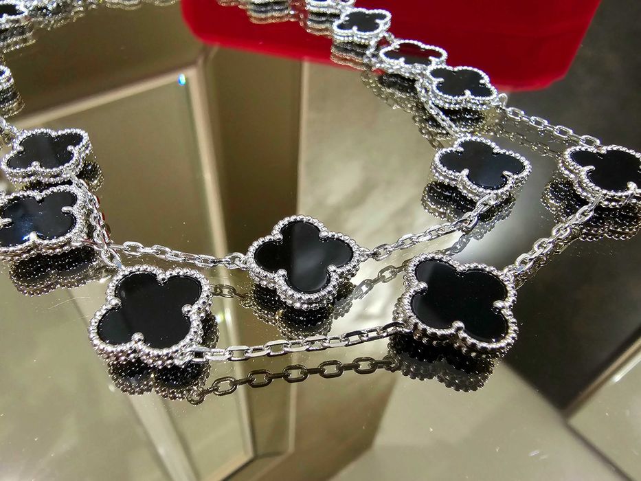 Van Cleef & Arpels VCA Silver Black 20 Motifs Alhambra Дамско Колие