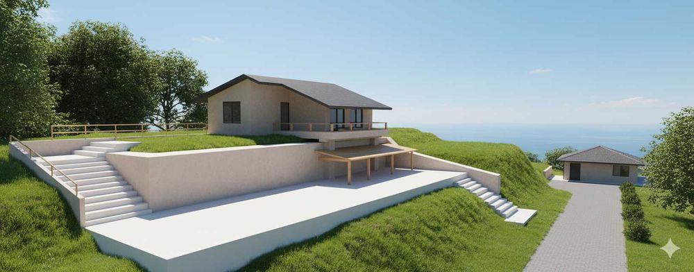 Дворно място в с. Кошов, терасирано, граница -р. Лом