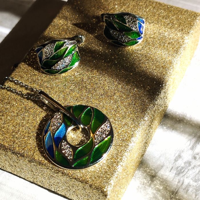 Серебряный комплект с эмалью