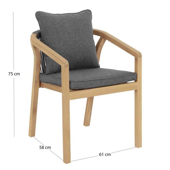 Трапезен стол, CONTREL, Сив, Бежов, Текстил, 61х58х75см.