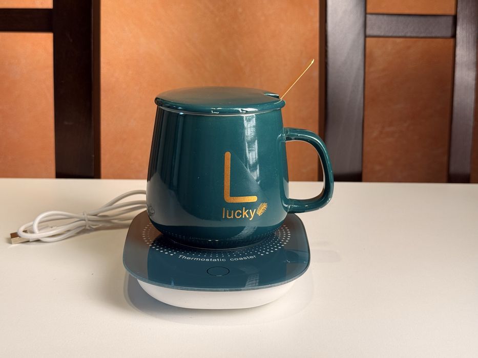Cana de birou cadou cu încalzitor USB - Verde