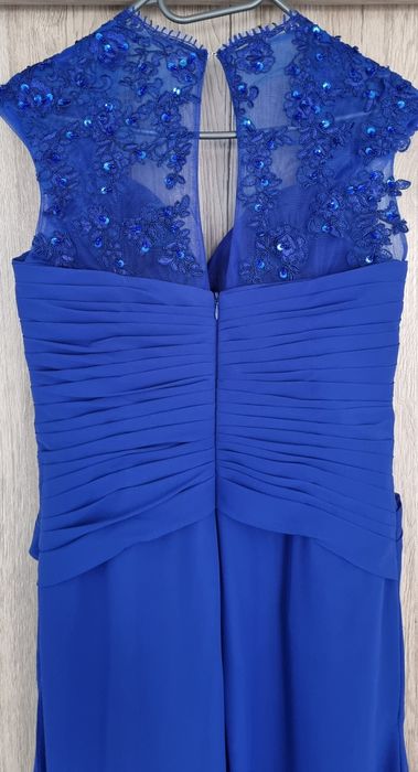 Официална дълга рокля в син цвят