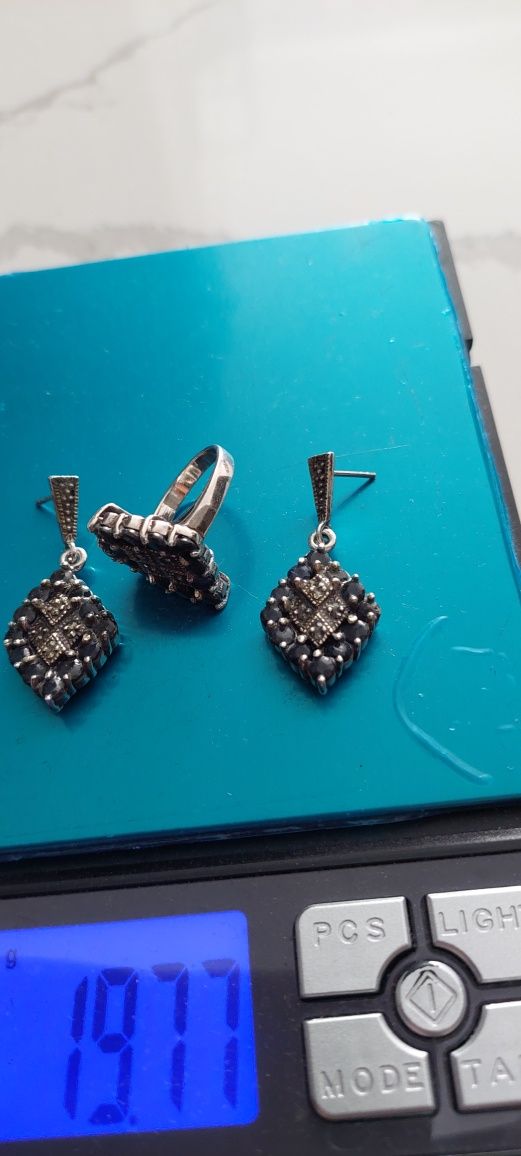 Set vechi argint cu pietre și marcasite