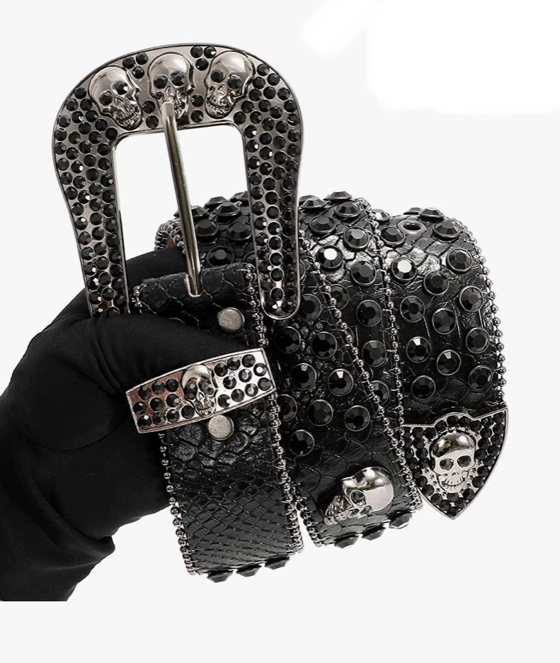 Curea BB din piele "Black Skull"