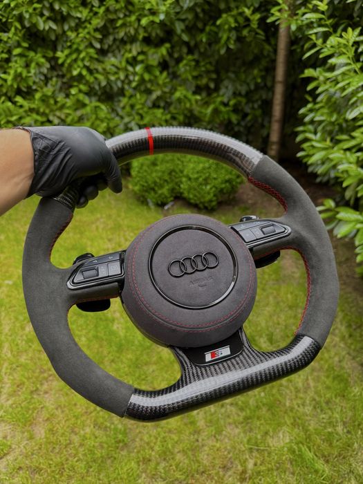 Volan AUDI carbon alcantara nappa S RS A4 A5 A6 A7 A8 S5 Q8 Q7 S7 S8 S