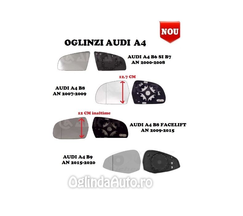 Oglinda AUDI A4 geam sticla oglinzi stanga dreapta B6 B7 B8 facelift