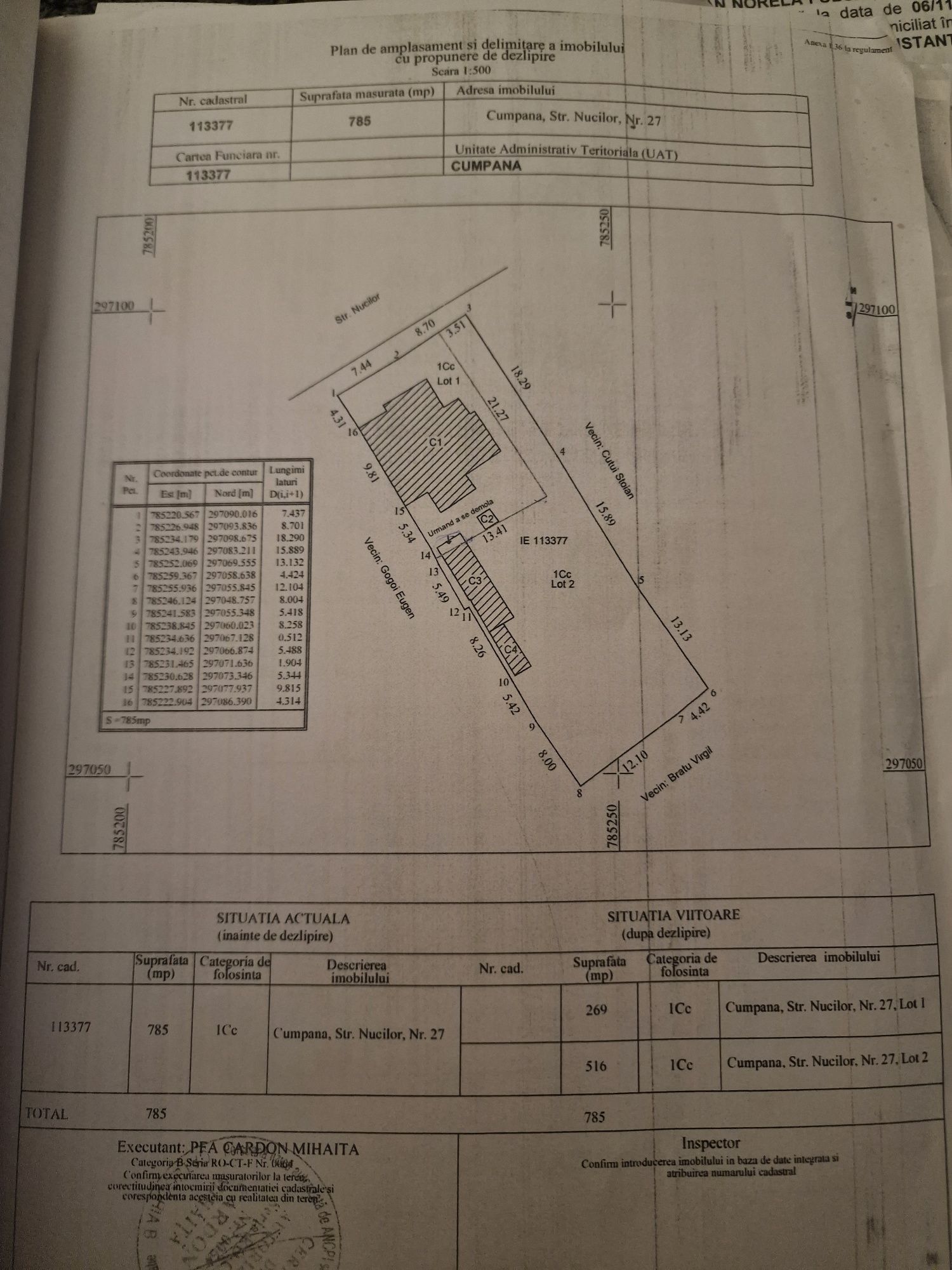 Teren cumpana locație centrala cu autorizație constructie