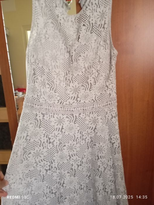 Rochie elegantă dantelă  gri marimea M
