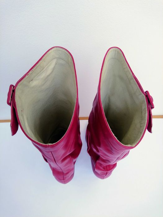 Cizme de piele subtire, Marcantoni, Made Italy, rosu, marime 37-38