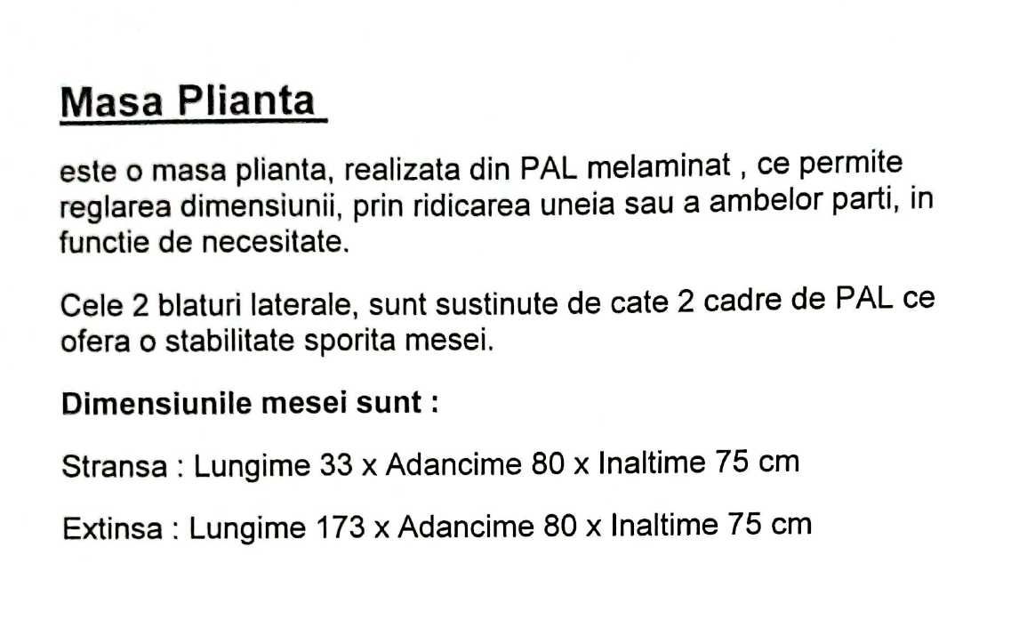 Masa plianta maro din pal melaminat