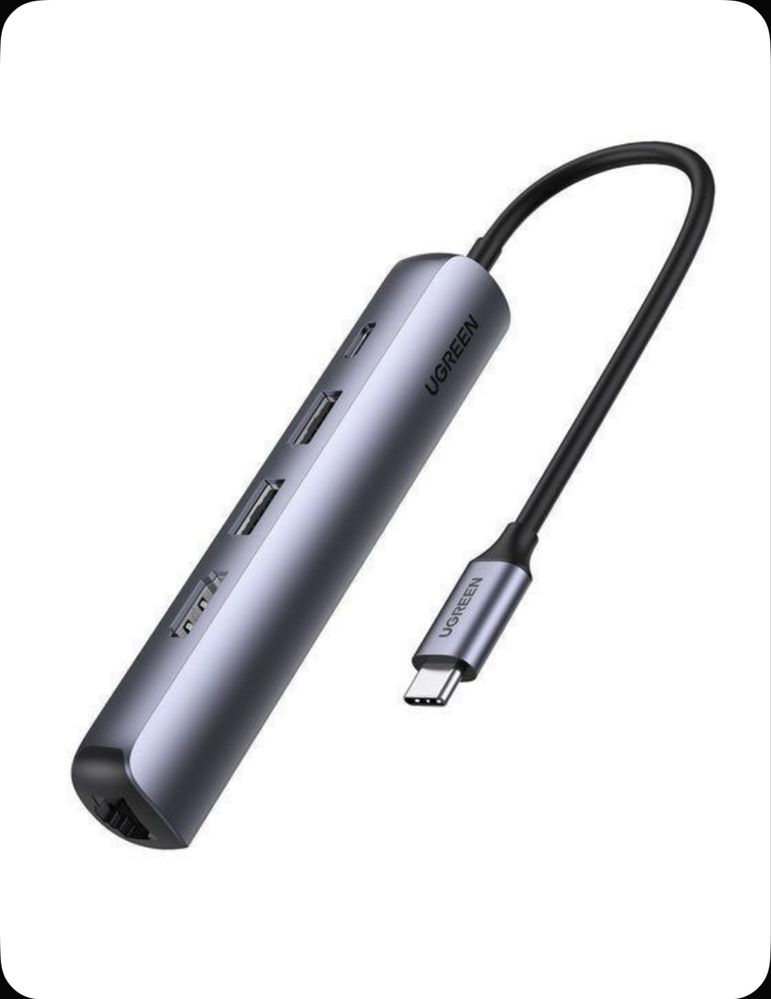 Ugreen CM-418 Typc hub 5/1 Type C to Hdmi,2*Usb 3.0,Type-C PD,Lan 1gb
