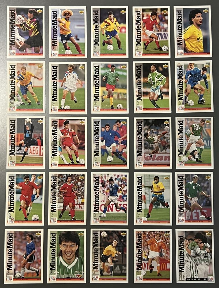 Upper Deck World Cup Usa 1994 Set Complet 25 Carduri Noi Minute Maid
