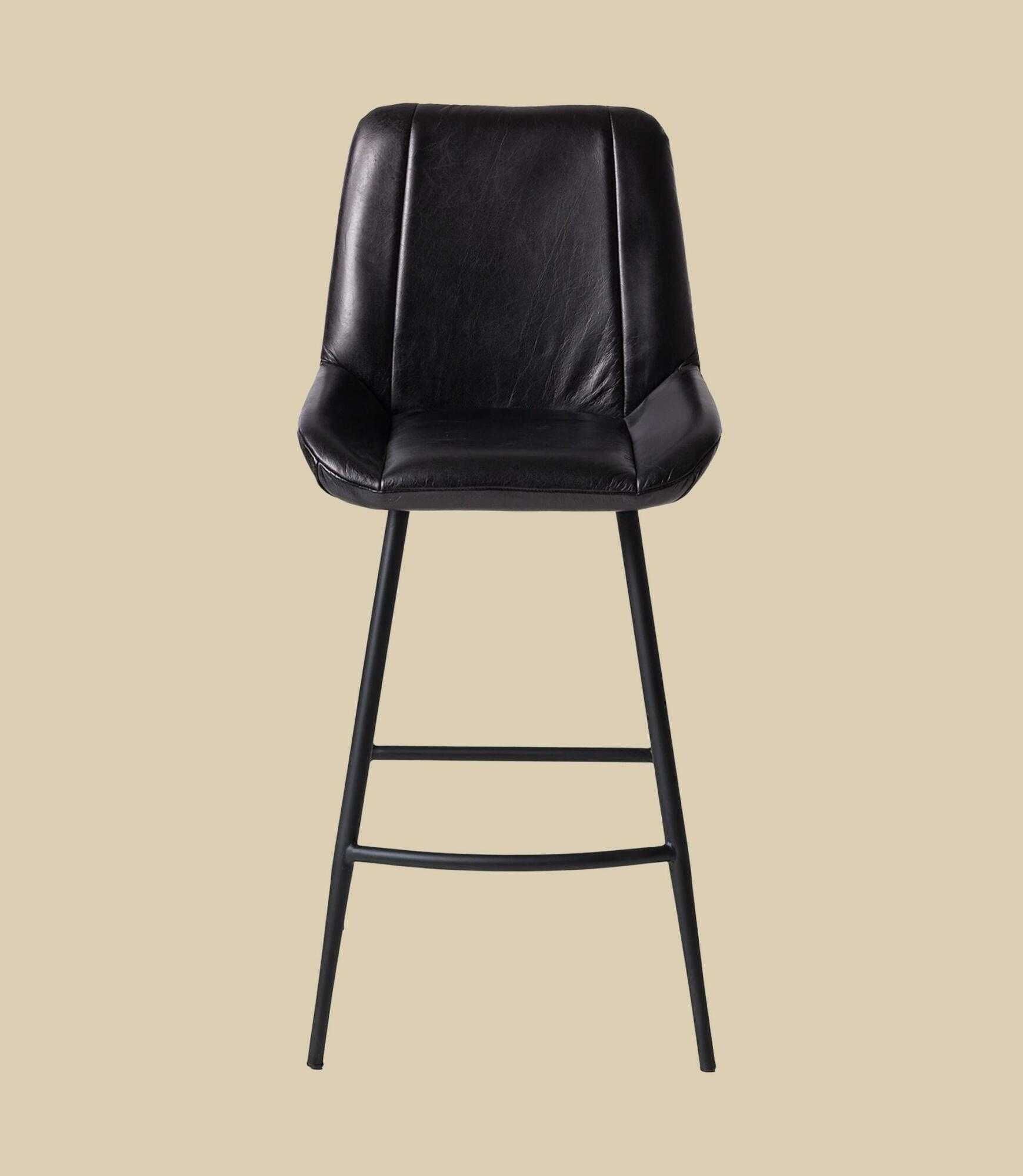 2x Wray scaune de bar piele naturala neagra marca Ars Manufacti