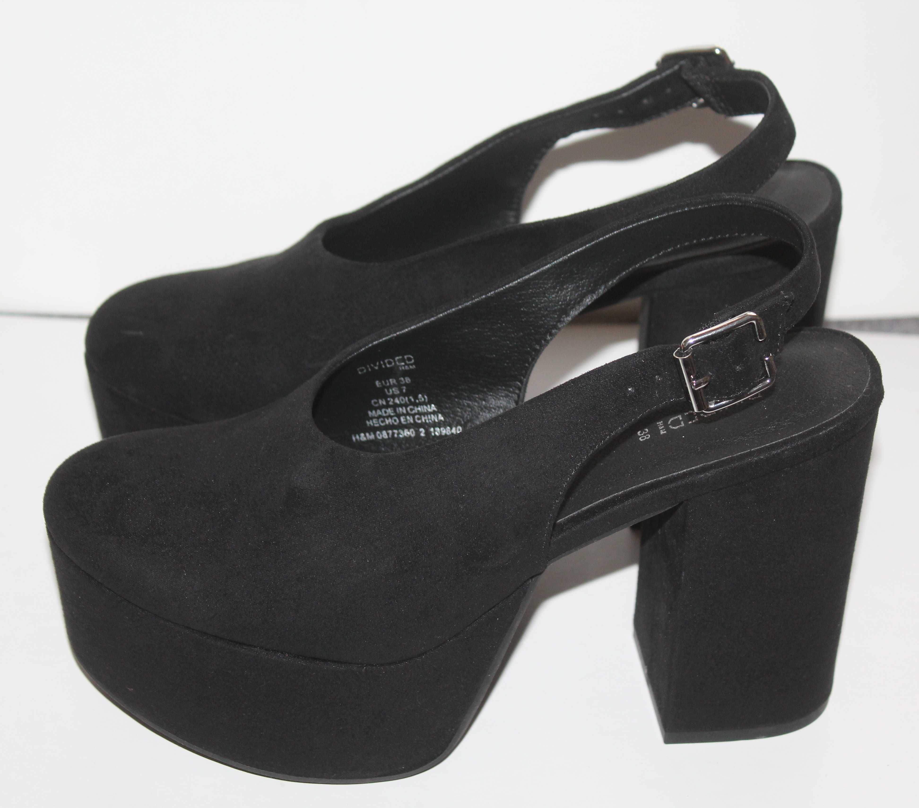 H&M Нови обувки на платформа с дебел ток, черни, размер 38