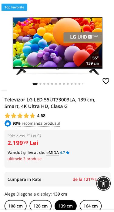 Smart TV LG 139 cm 2025 Sigilat