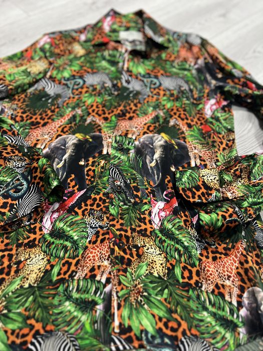 Мъжка сатенена риза с животински принт нова на Hawes & Curtis