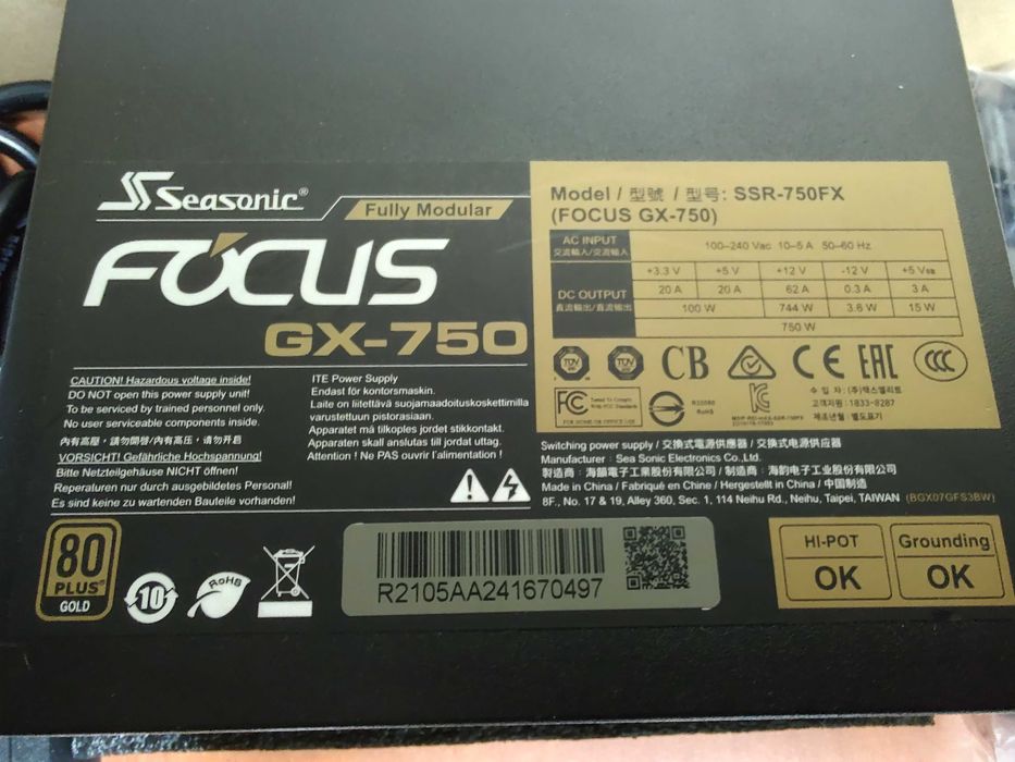Sursa Alimentare Calculator modular Seasonic Focus GX750W 80 Plus Gold