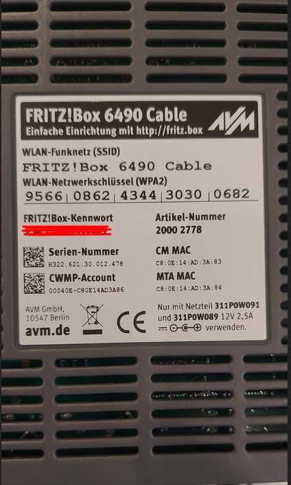 Wifi рутер FRITZ!Box 6490 Cable (DVB-C) - кабелна телевизия