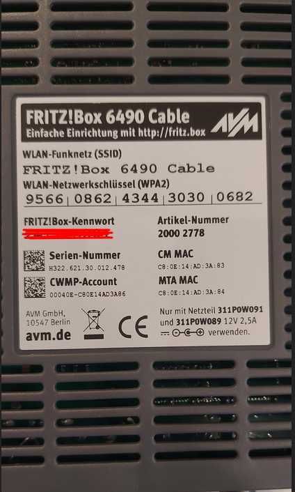 Wifi рутер FRITZ!Box 6490 Cable (DVB-C) - кабелна телевизия