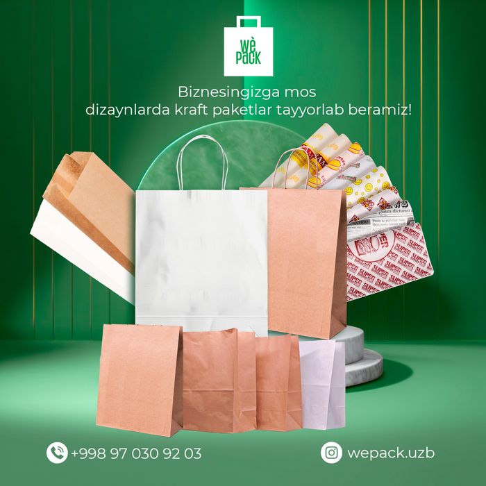 kraft paket fast food va restoranlar uchun