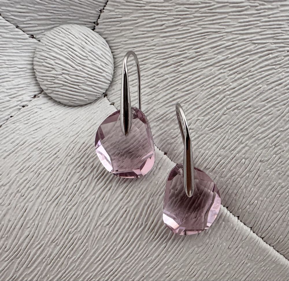 Комплект Swarovski pink crystal (пръстен,колие,обеци) оригинал