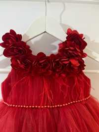 Rochie elegantă roșie cu trandafiri 12-18 luni