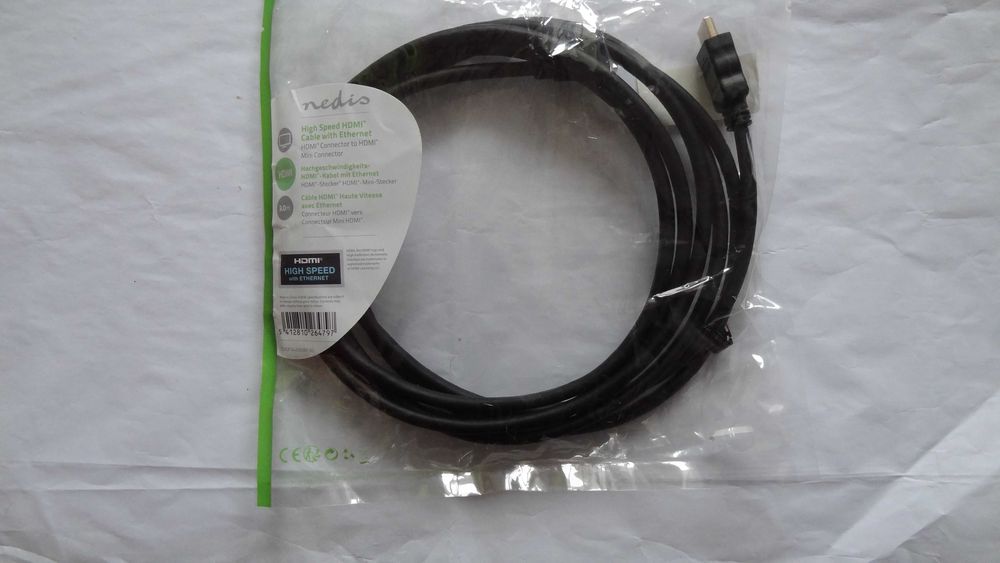 Cablu HDMI cu Ethernet HDMI tata - mini HDMI tata 3m negru Nedis