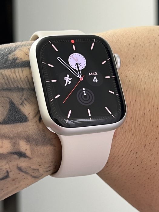 Apple Watch Seria 7 45mm GPS Cellular LTe Silver Ceramic / Impecabil