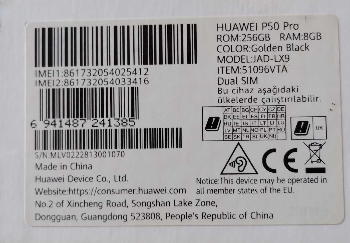 Huawei P 50 Pro ROM 256GB RAM 8GB, Black