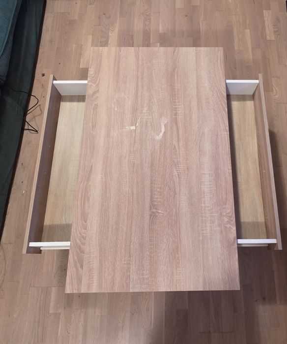 Дървена холна маса с чекмеджета, 110/68/42