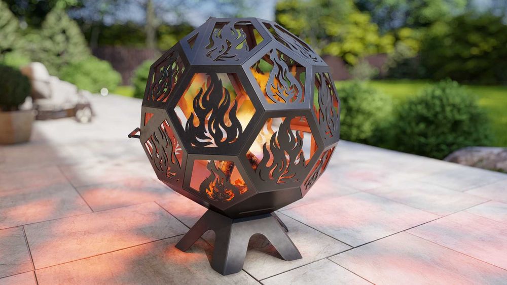 Vatra de foc decorativa, realizata din otel de 3 mm CNC laser