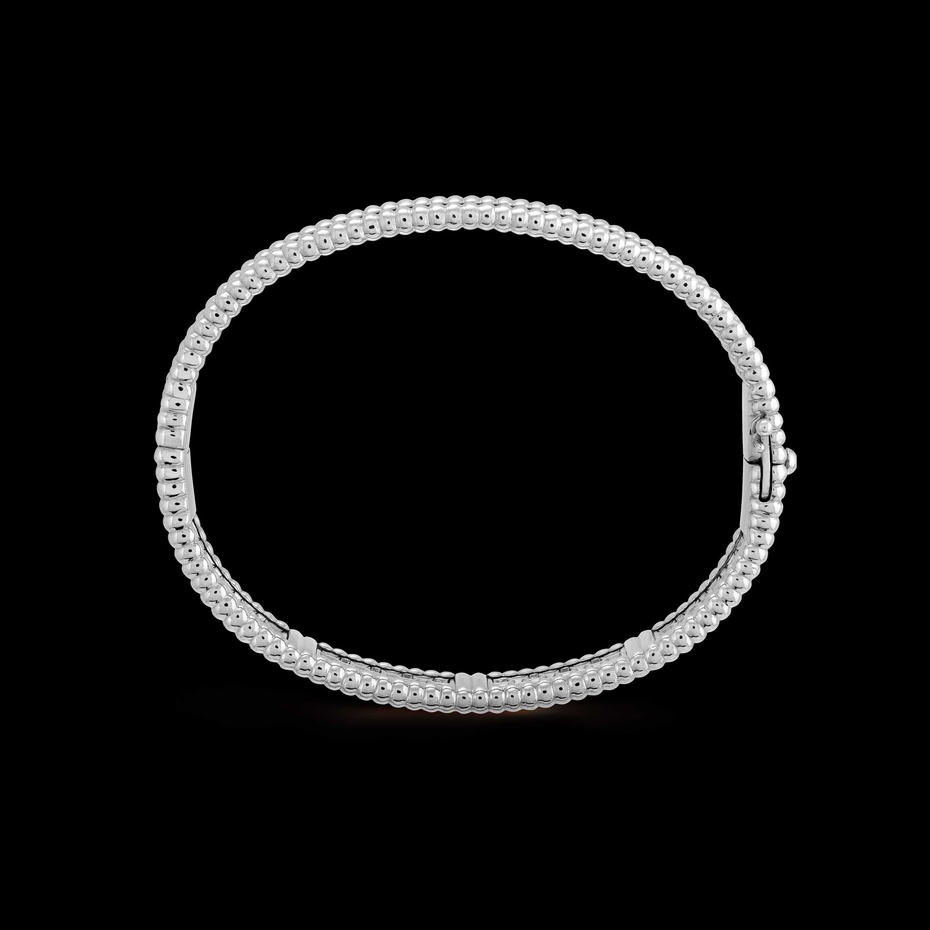 Van Cleef & Arpels VCA Silver 3 Rows Diamonds Perlée Дамска Гривна