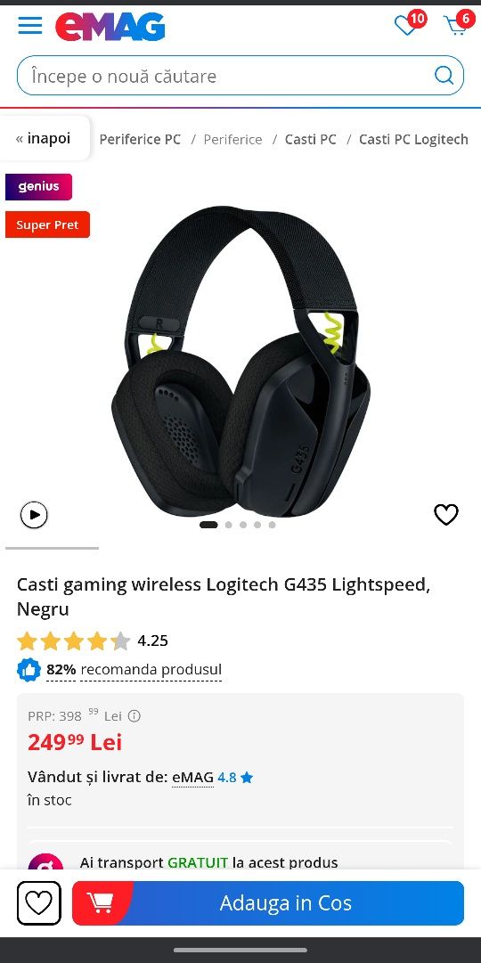 Căști gaming Logitech G435