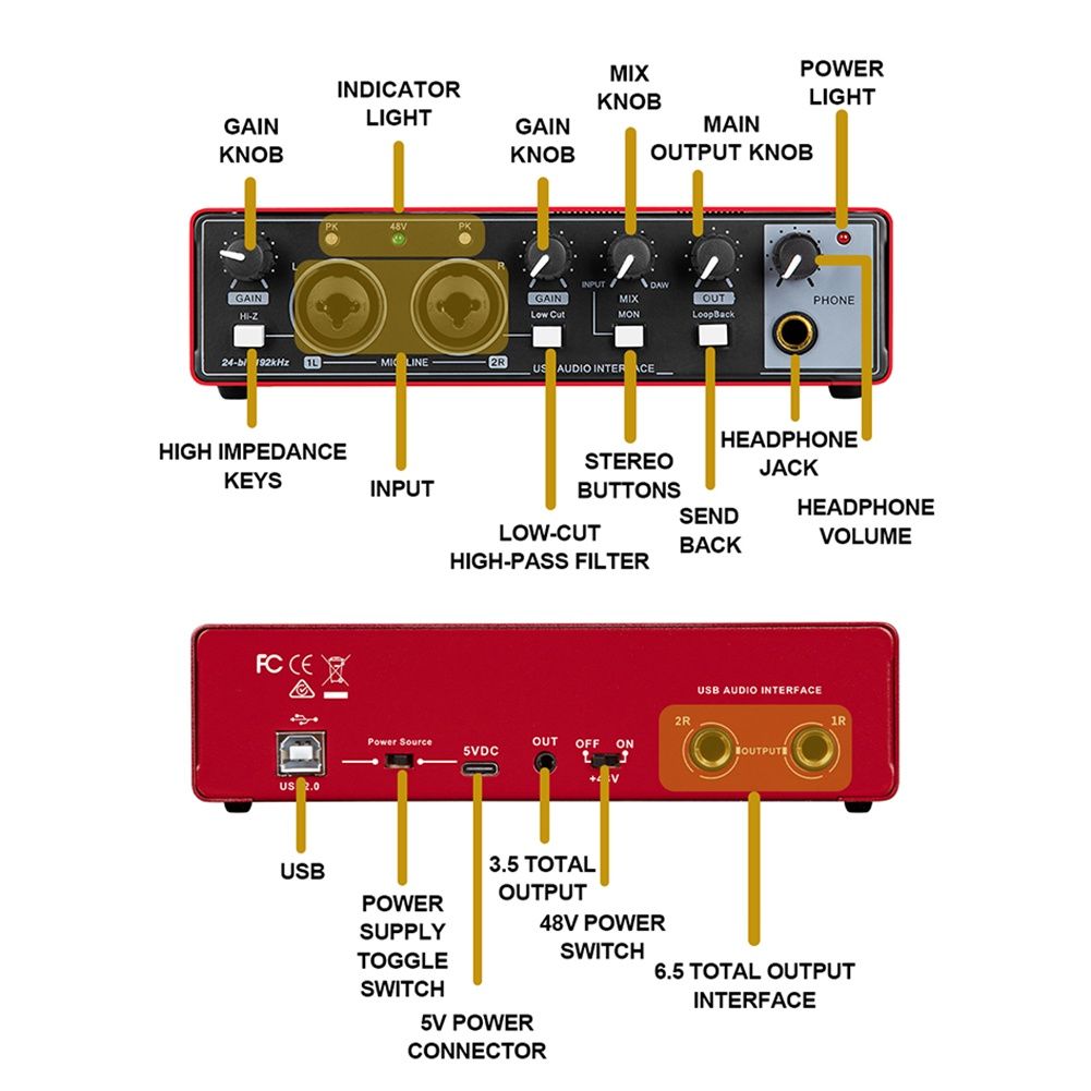 Смесител, USB аудио интерфейс RP-MD22 G2, 24 bit/192kHz, Plug and Play