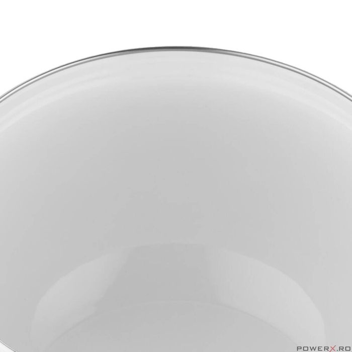 Oala cu capac din sticla, otel carbon, emailata, alba, 18cm, 3l,