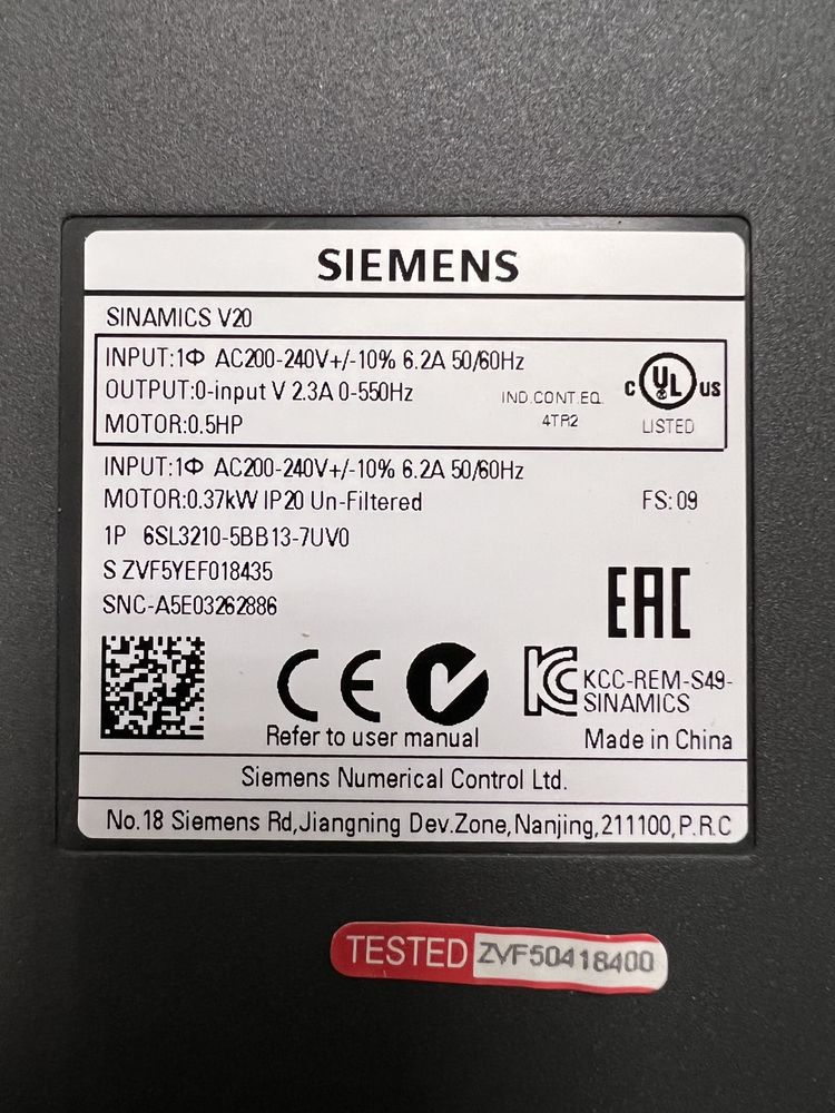 Convertizor de frecventa 220V Siemens 0.37KW